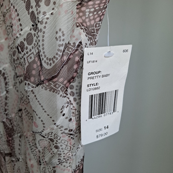 Luciano Dante Pretty Baby dress, size 14, cream color with light pink and brown - Picture 6 of 6